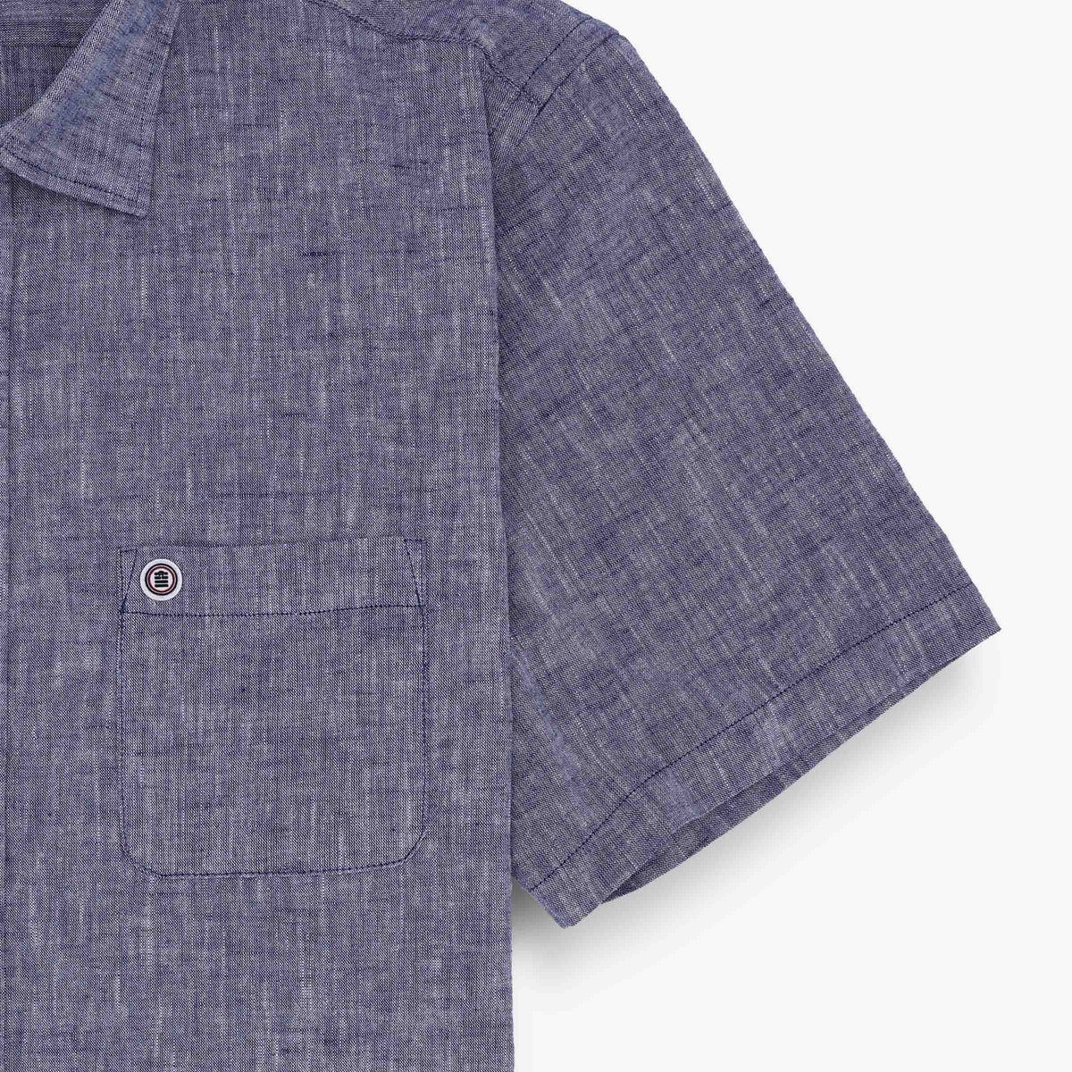 Blaues Kurzarmhemd in Regular-Passform mit Aufdruck