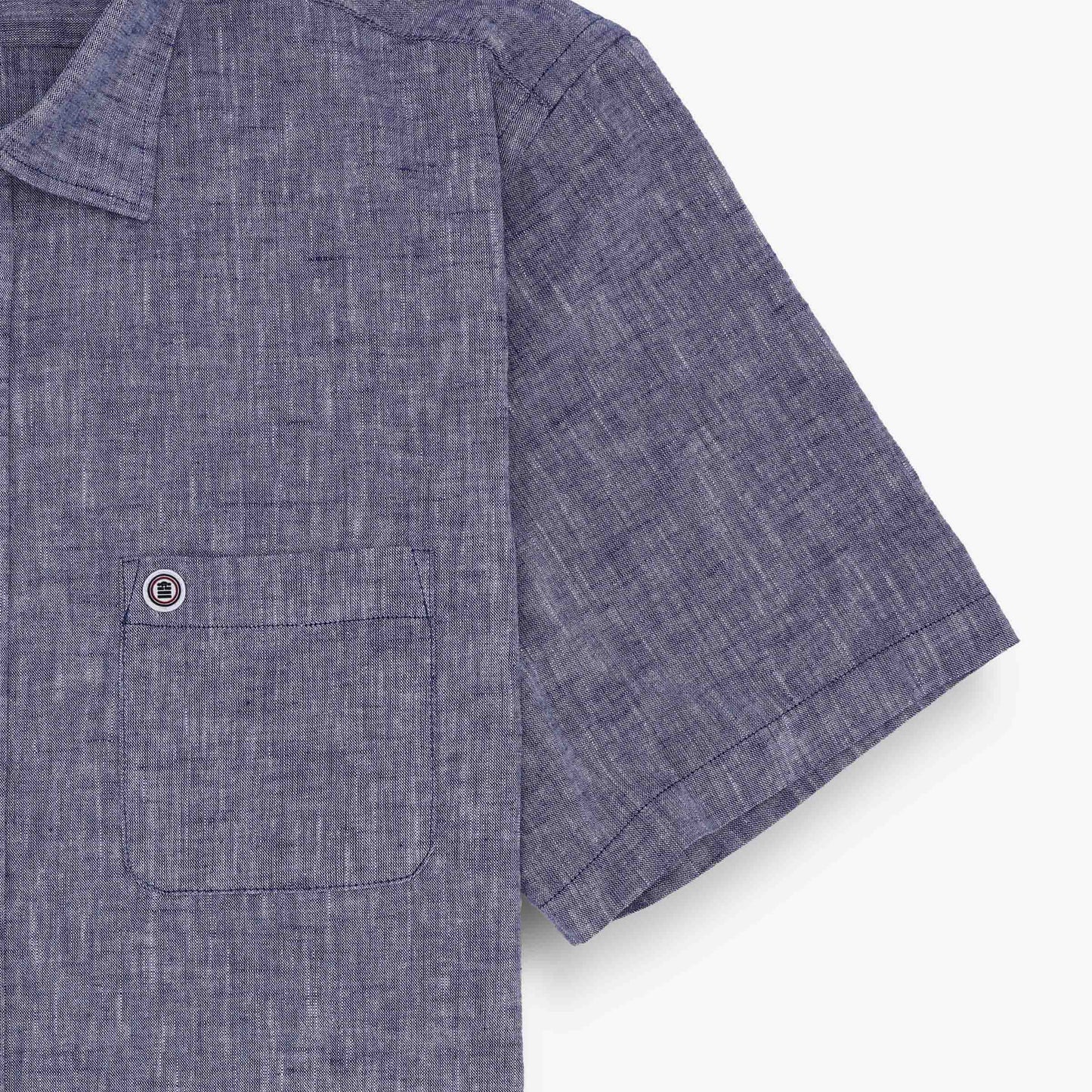 Blaues Kurzarmhemd in Regular-Passform mit Aufdruck