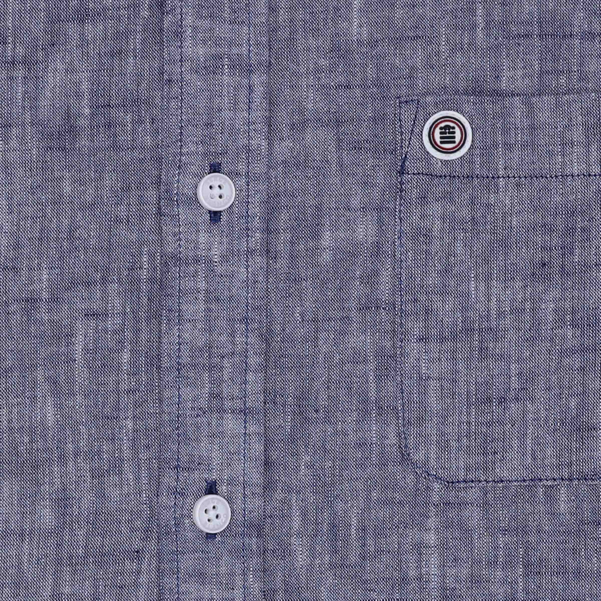 Blaues Kurzarmhemd in Regular-Passform mit Aufdruck