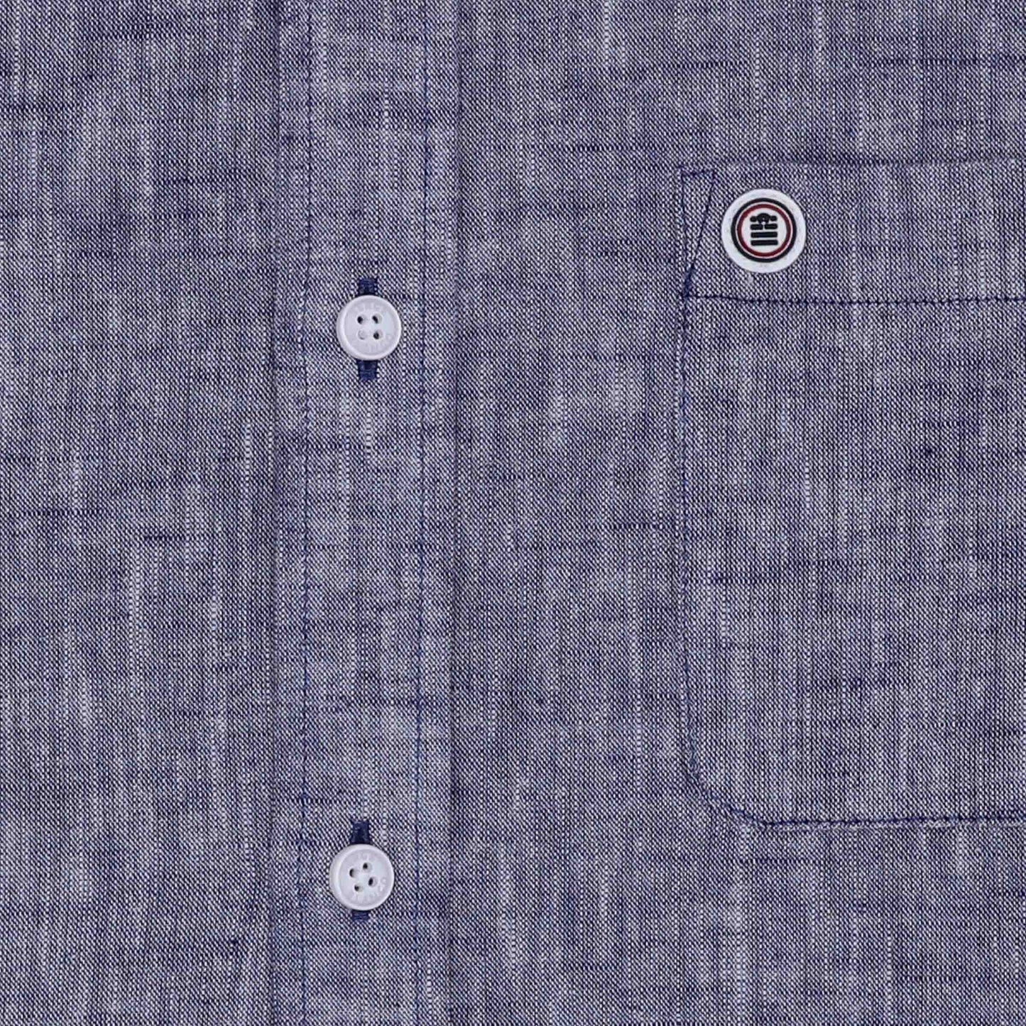 Blaues Kurzarmhemd in Regular-Passform mit Aufdruck