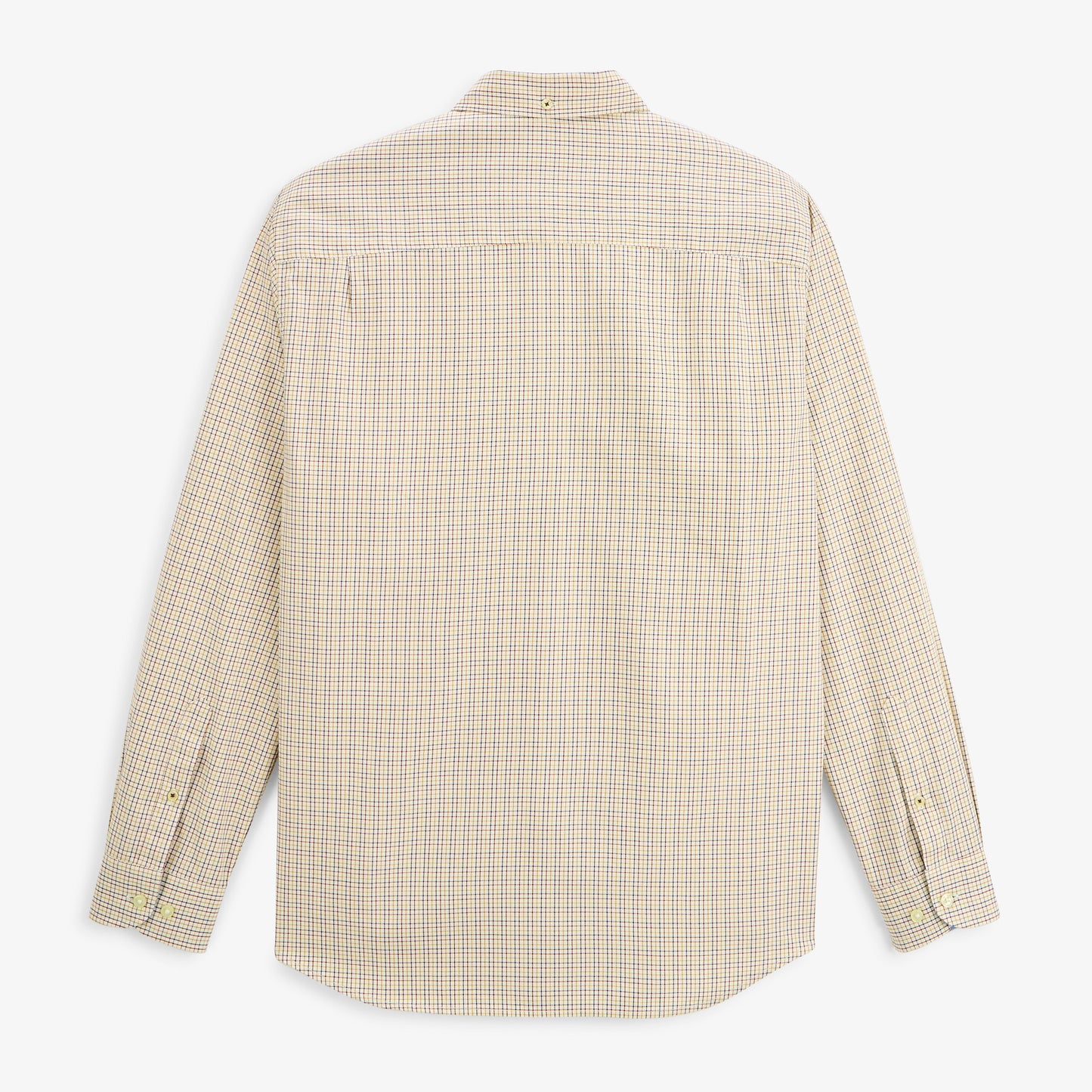 Chemise manches longues coton petits carreaux jaune moutarde