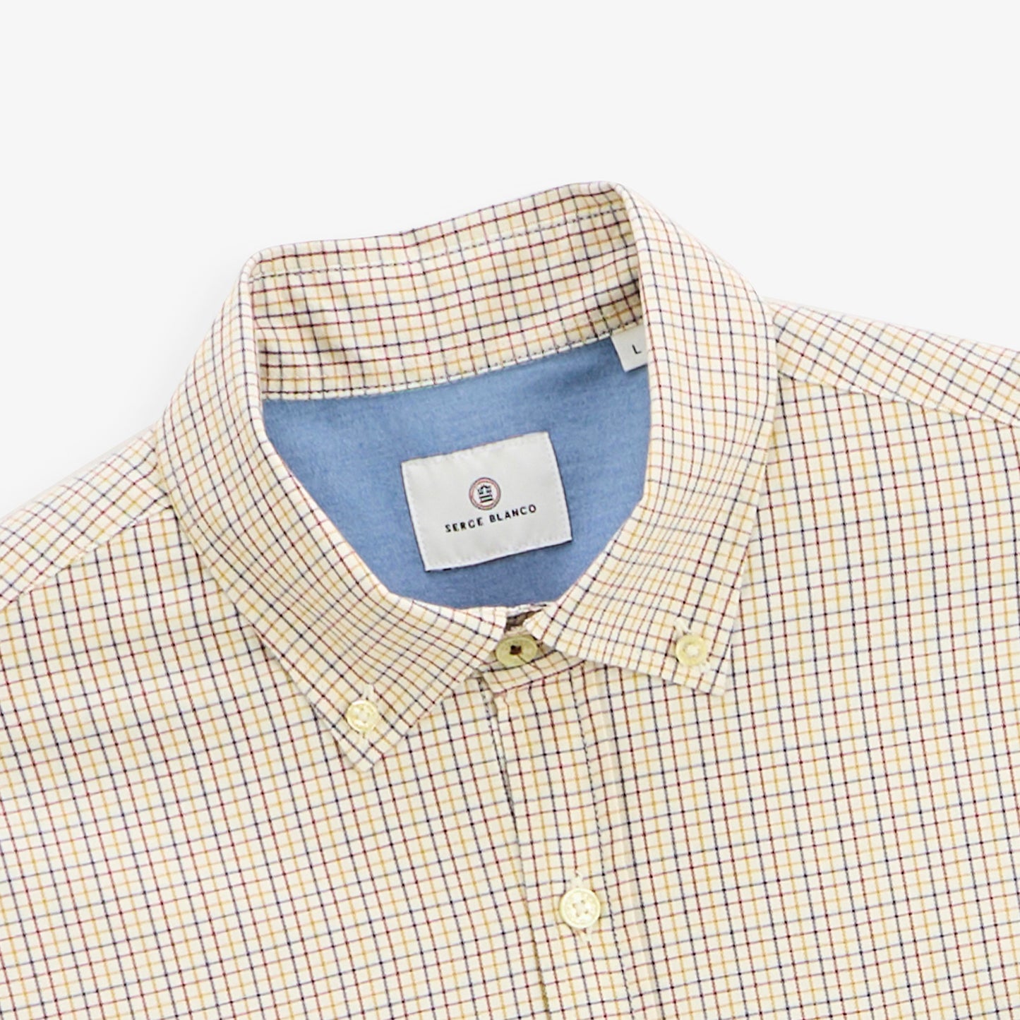 Chemise manches longues coton petits carreaux jaune moutarde