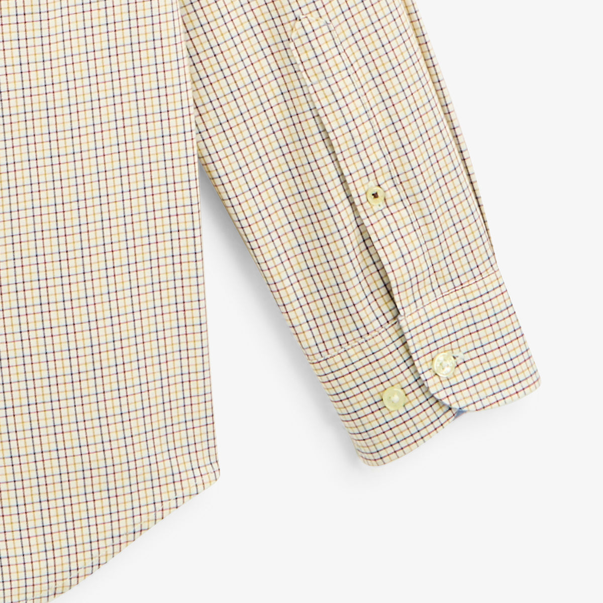 Chemise manches longues coton petits carreaux jaune moutarde