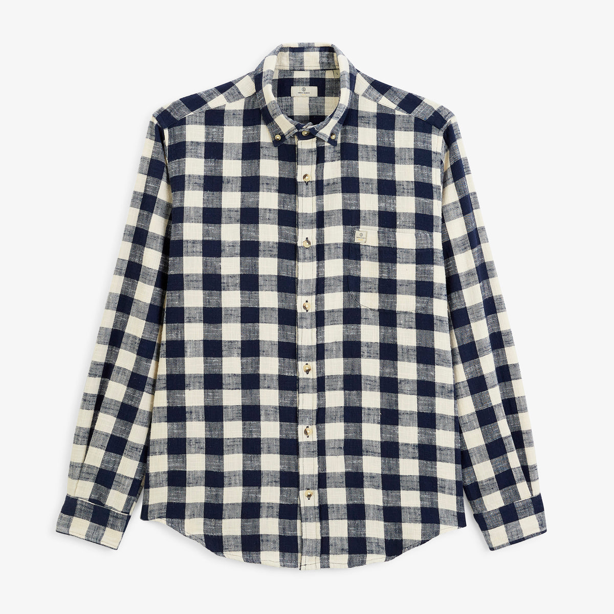 Chemise manches longues coton brushed carreaux bleu marine SBPLAY