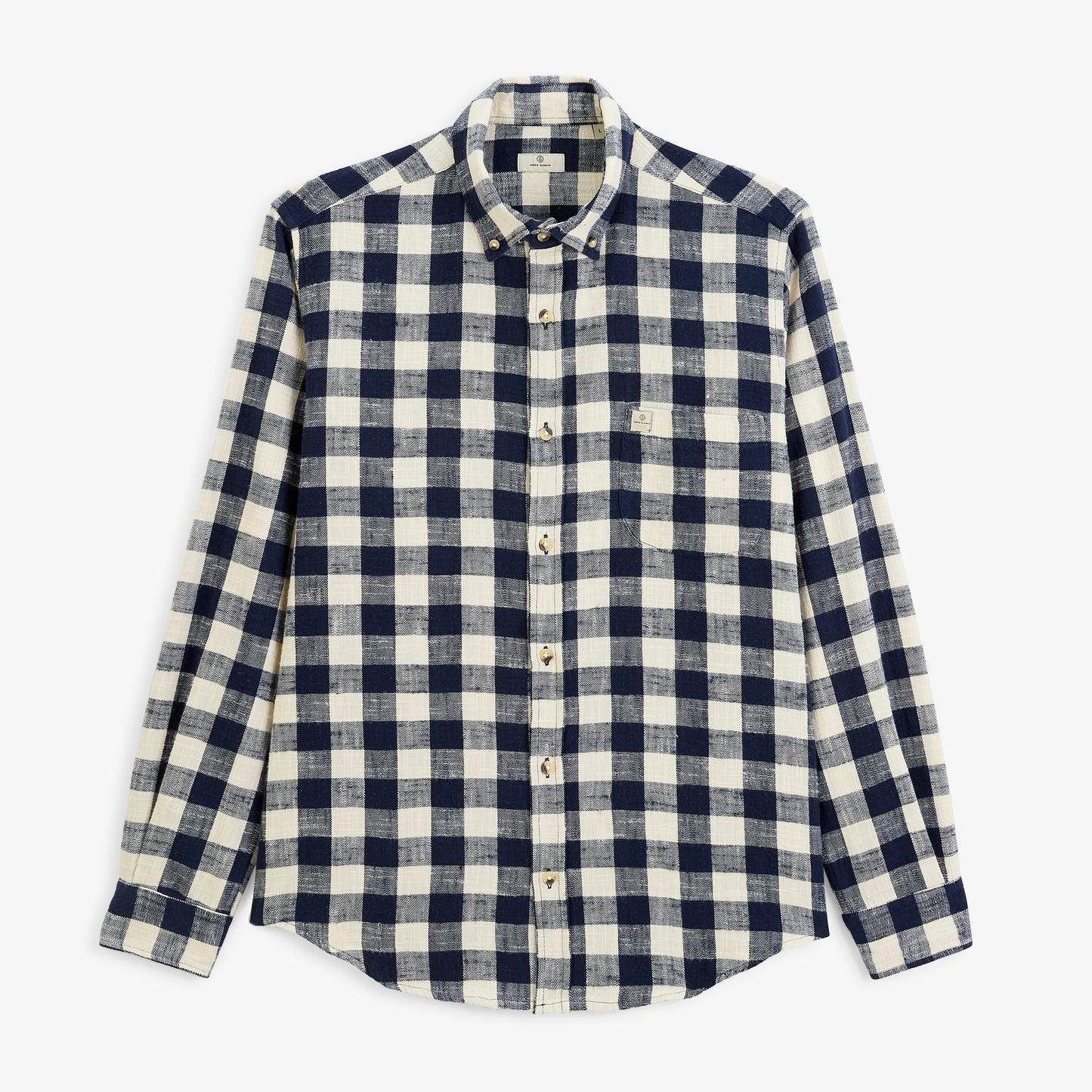 Chemise manches longues coton brushed carreaux bleu marine SBPLAY