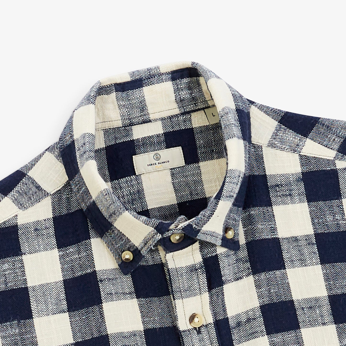 Chemise manches longues coton brushed carreaux bleu marine SBPLAY