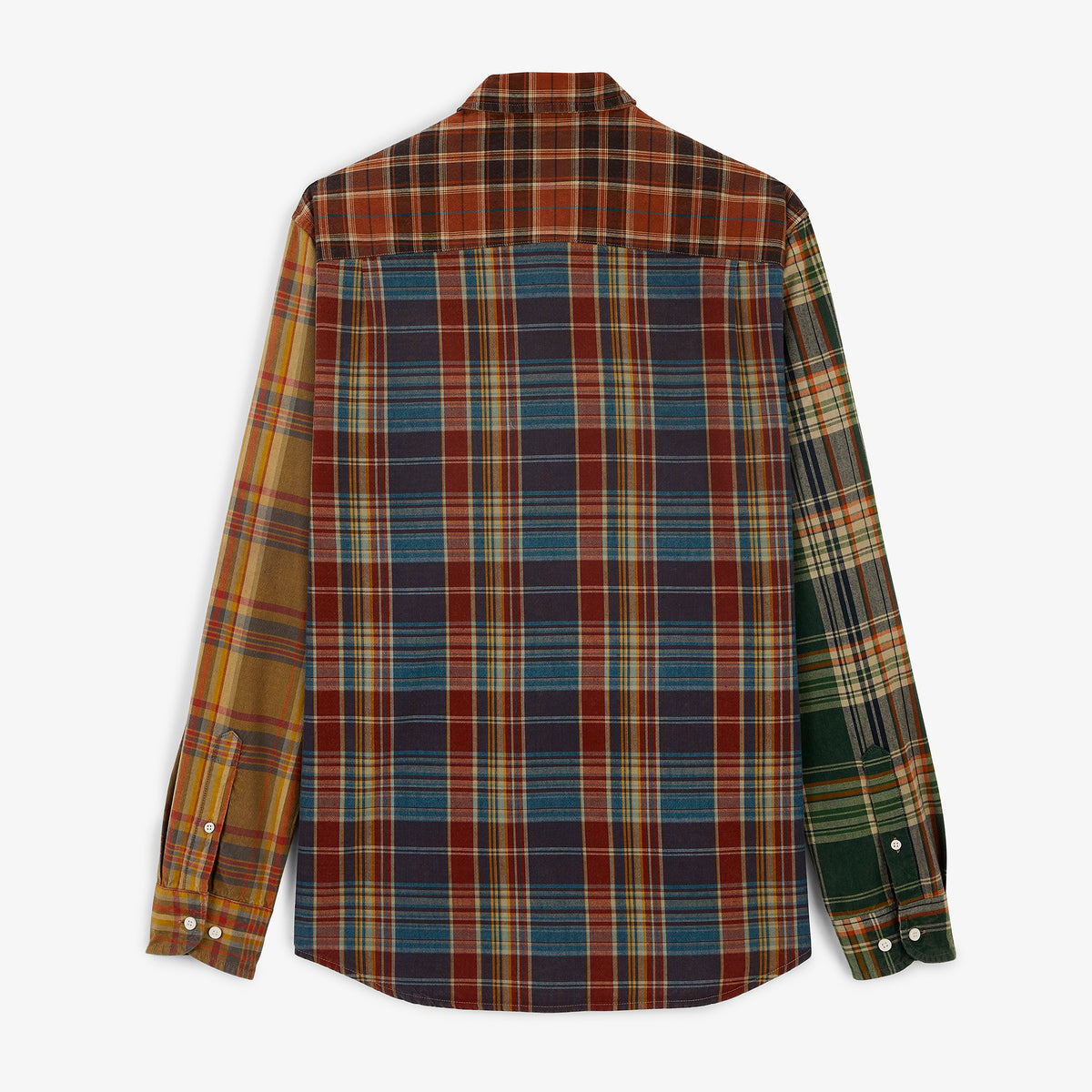 Chemise manches longues coton patchwork carreaux