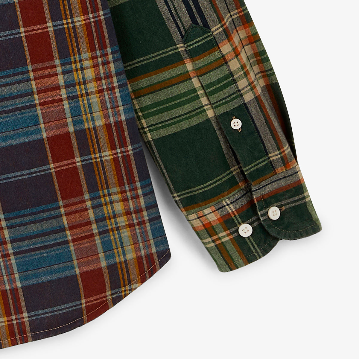 Chemise manches longues coton patchwork carreaux
