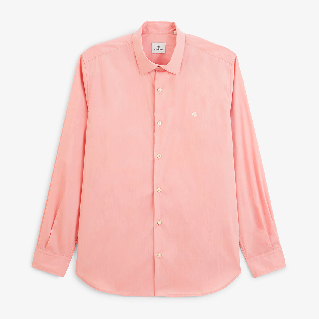 Chemise manches longues stretch unie rose