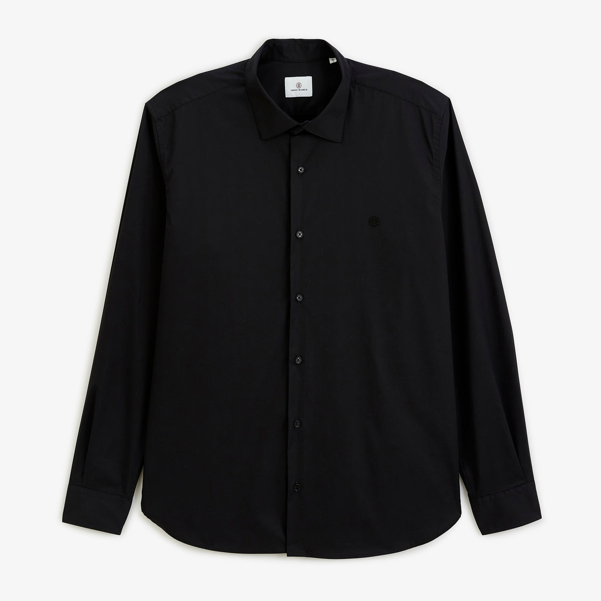 Chemise manches longues stretch unie noire