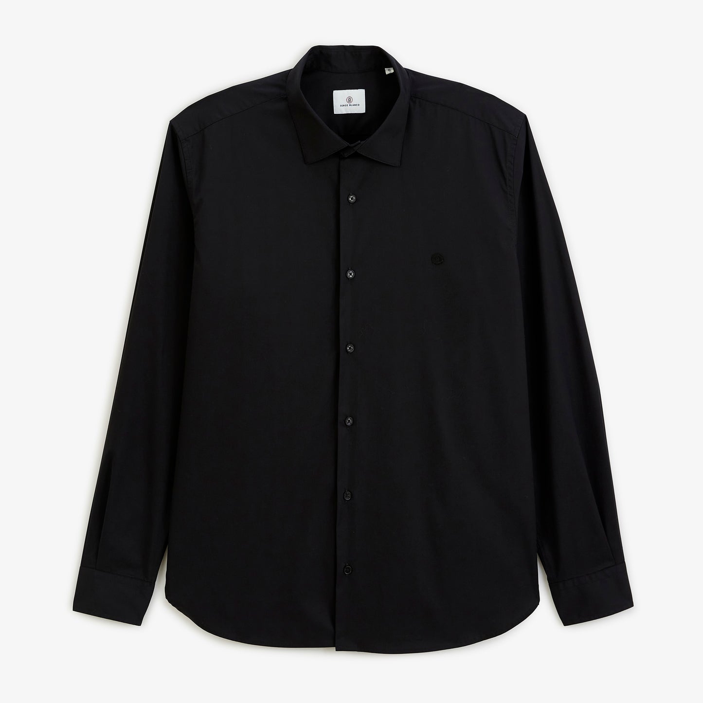 Chemise manches longues stretch unie noire