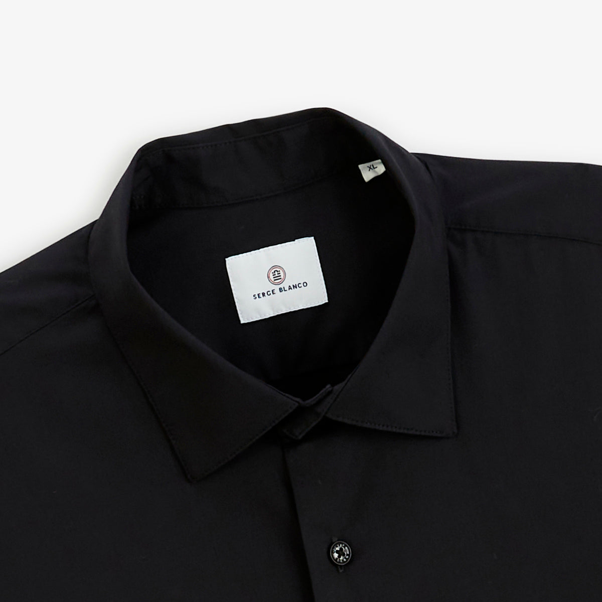Chemise manches longues stretch unie noire