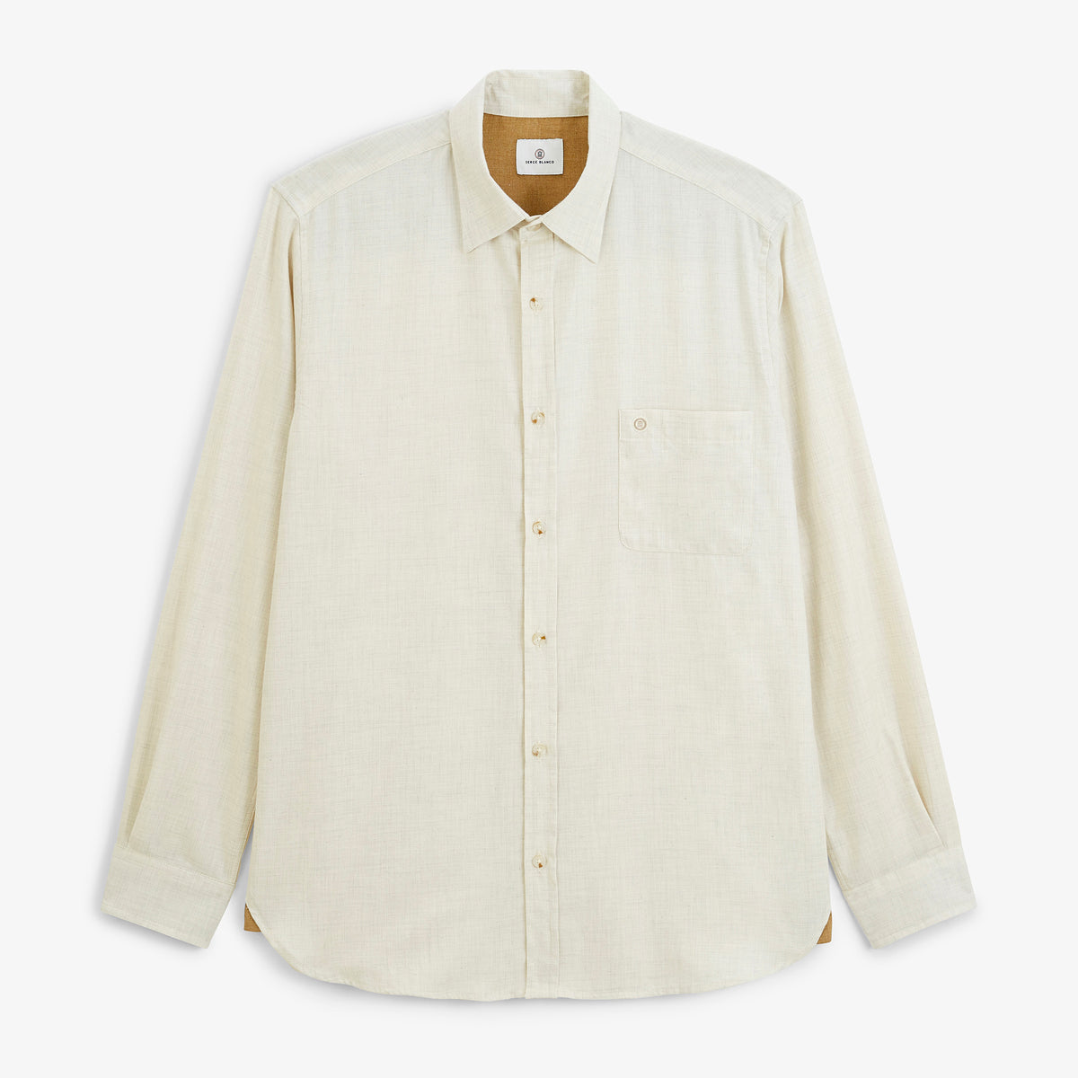 Chemise manches longues coton chiné blanc cassé