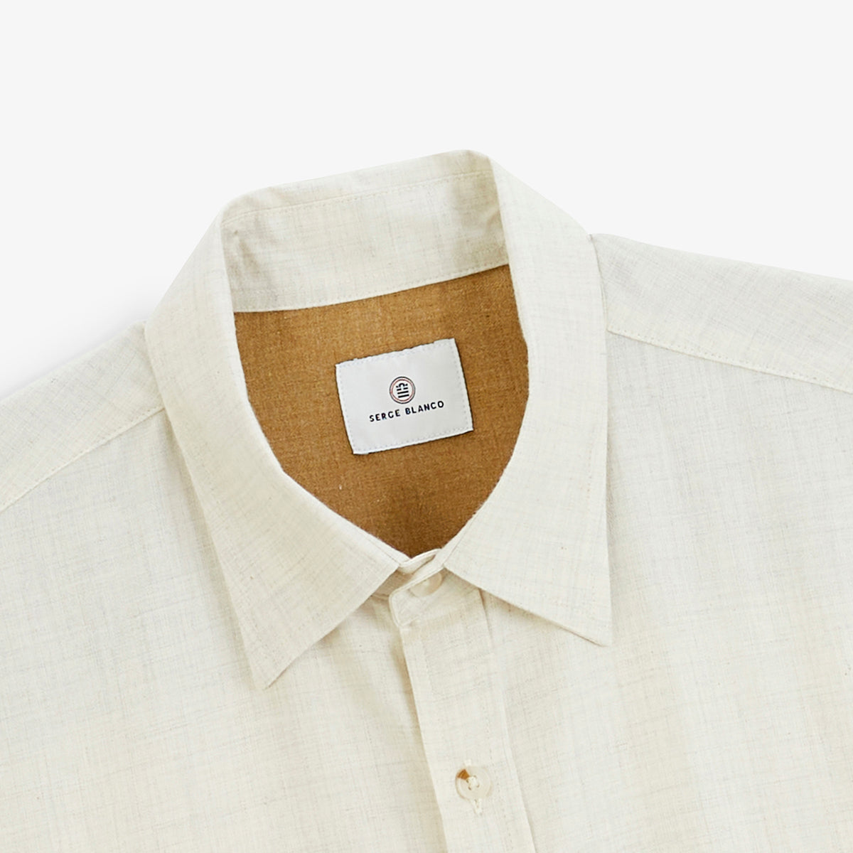 Chemise manches longues coton chiné blanc cassé