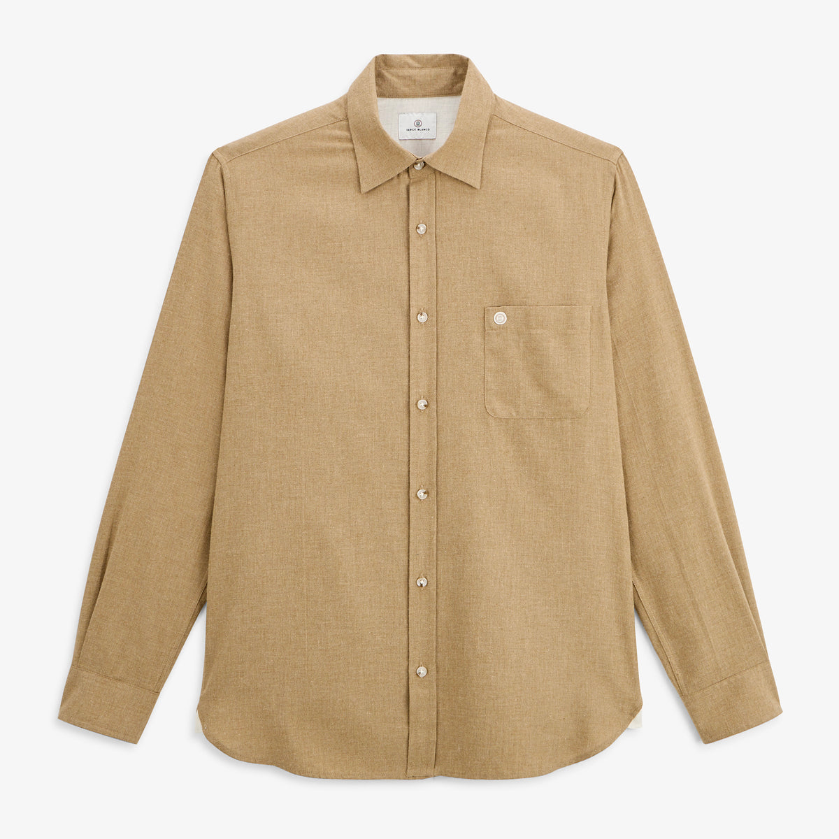 Chemise manches longues 100% coton flanelle beige chiné