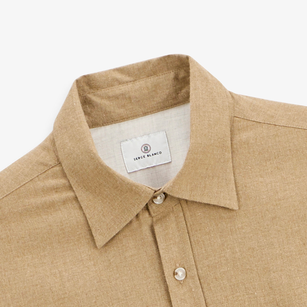 Chemise manches longues 100% coton flanelle beige chiné