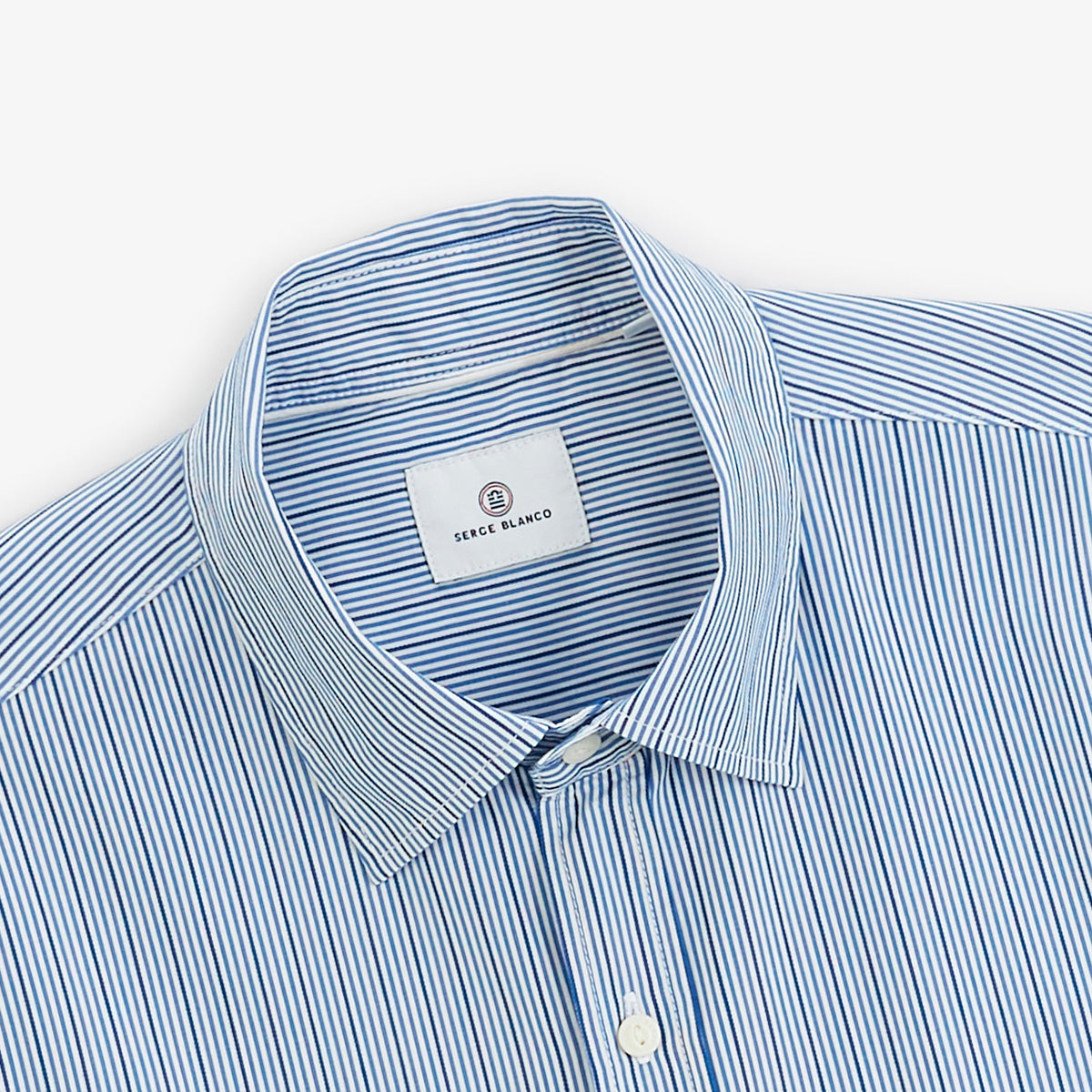 Chemise manches longues coton rayures bleue