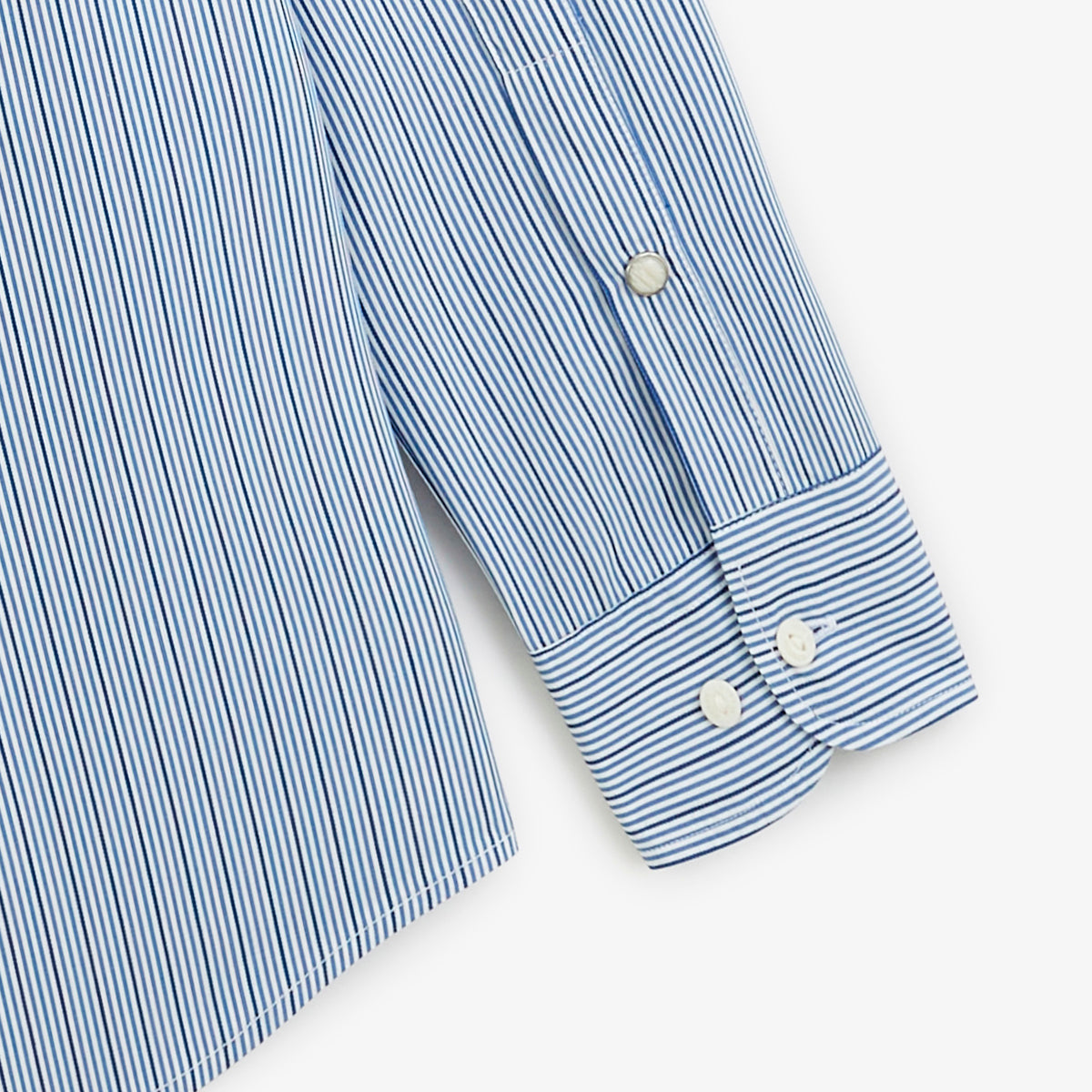 Chemise manches longues coton rayures bleue