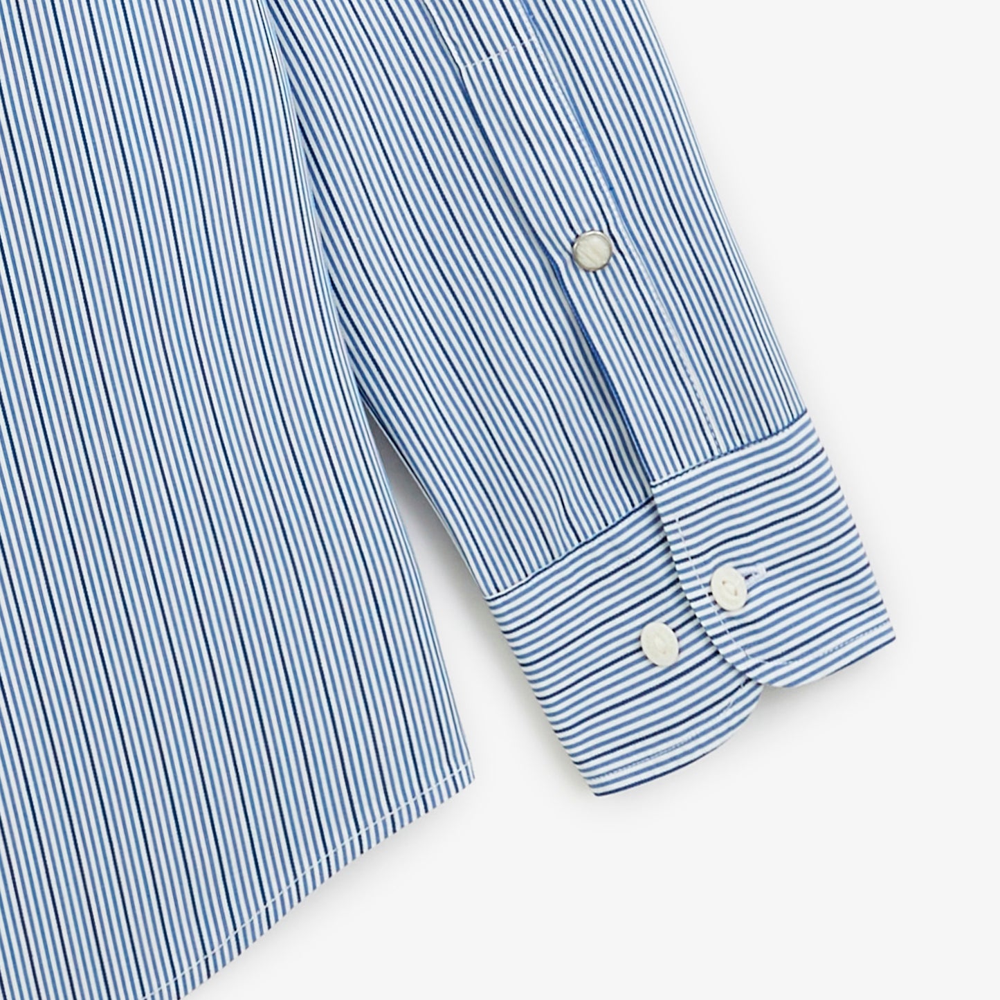 Chemise manches longues coton rayures bleue