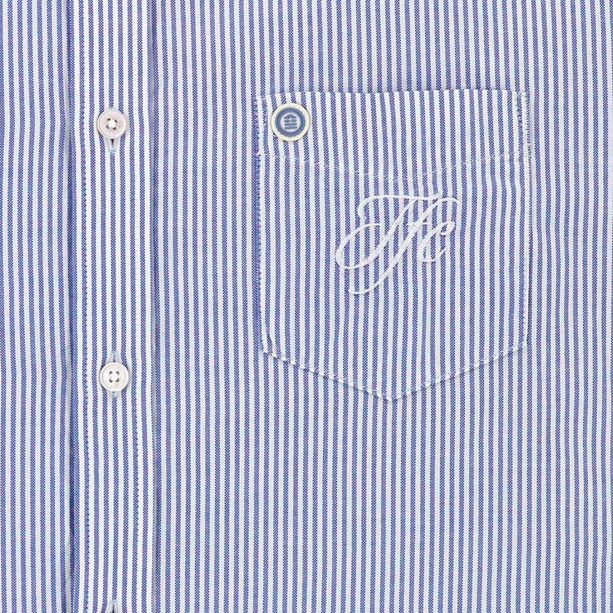 "Member Club TFC"-overhemd met lange mouwen, 100% katoen, blauw gestreept, Toulouse Football Club
