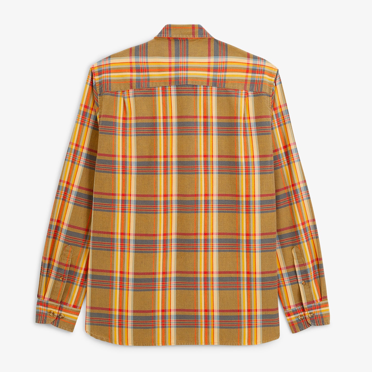 Chemise manches longues chevron carreaux jaune moutarde