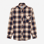 Chemise manches longues coton brushed carreaux beige travertin