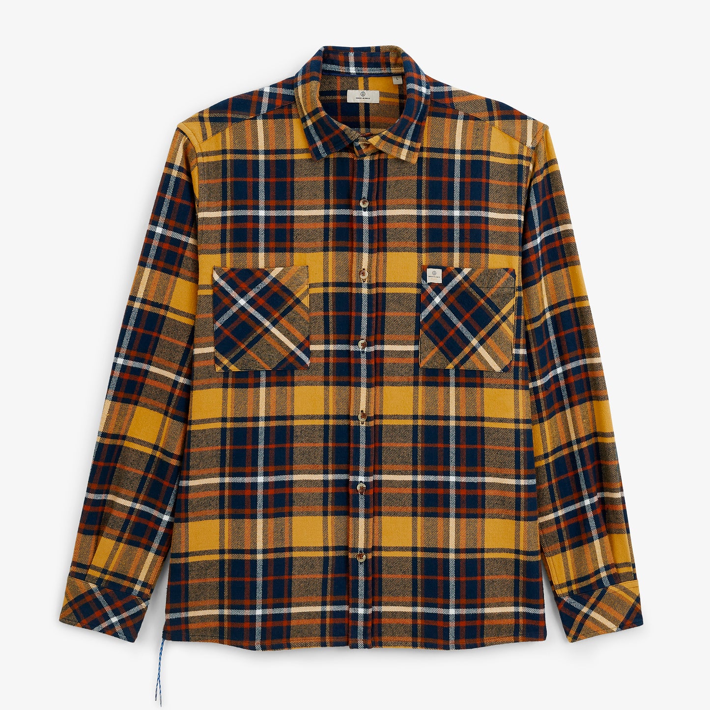 Surchemise chevron carreaux tartan jaune moutarde