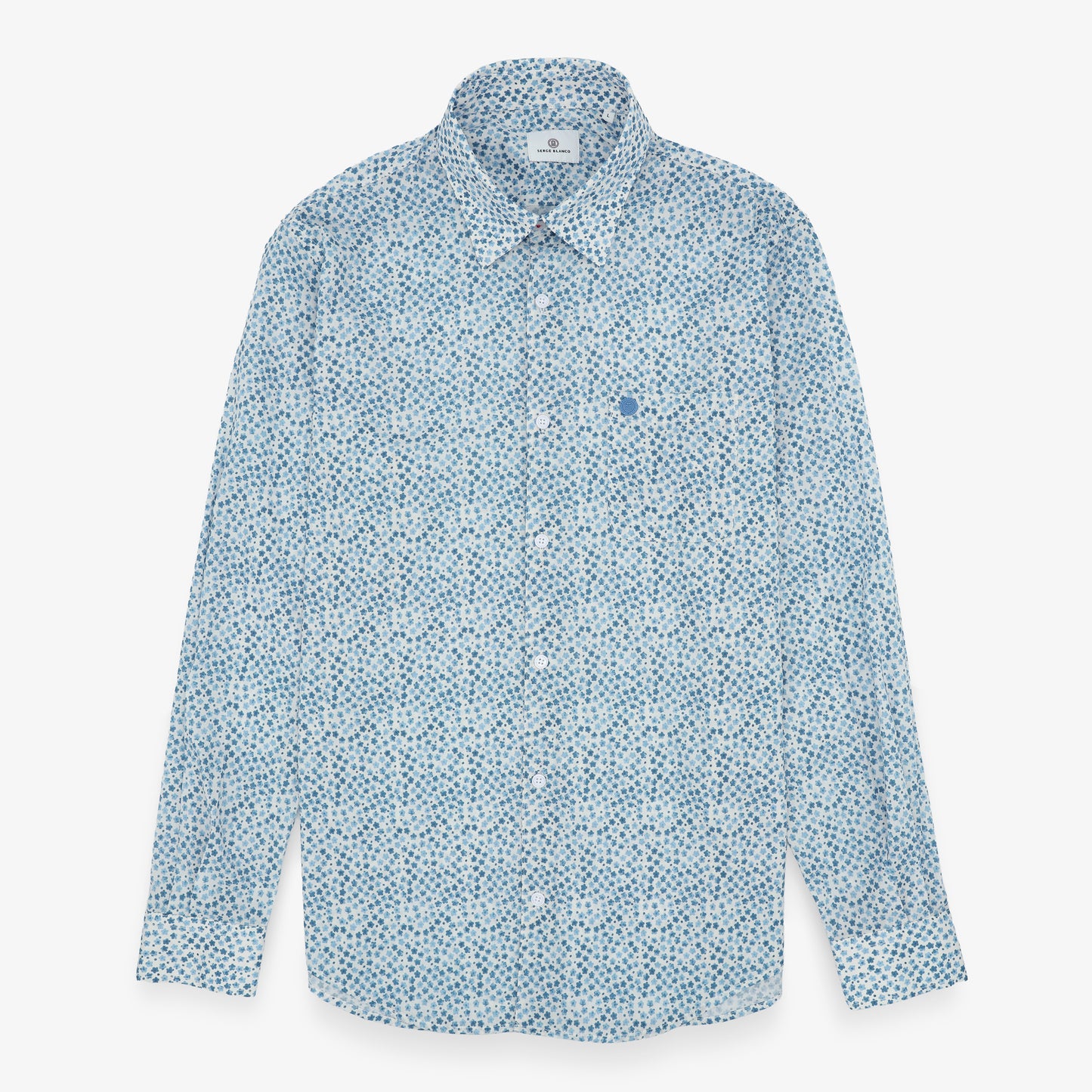 Blauw katoenen overhemd met lange mouwen en print