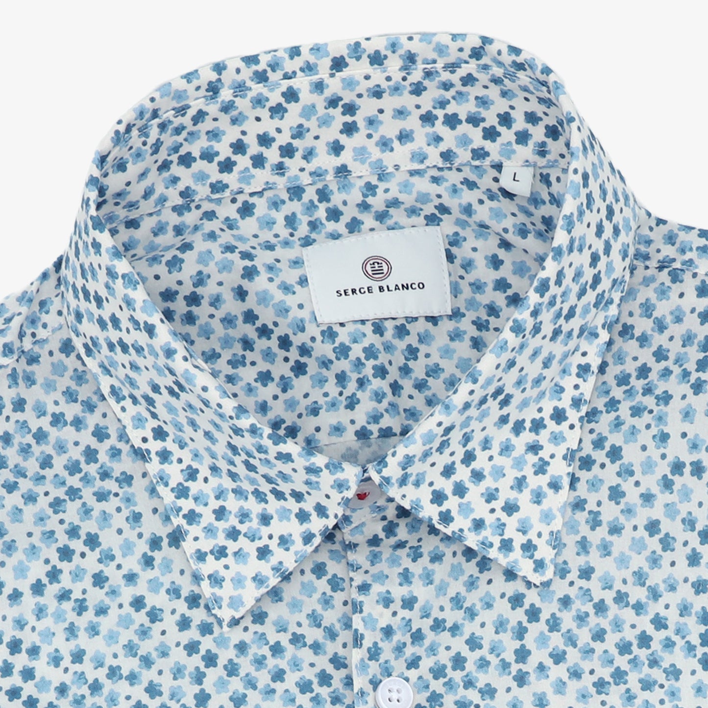 Blauw katoenen overhemd met lange mouwen en print