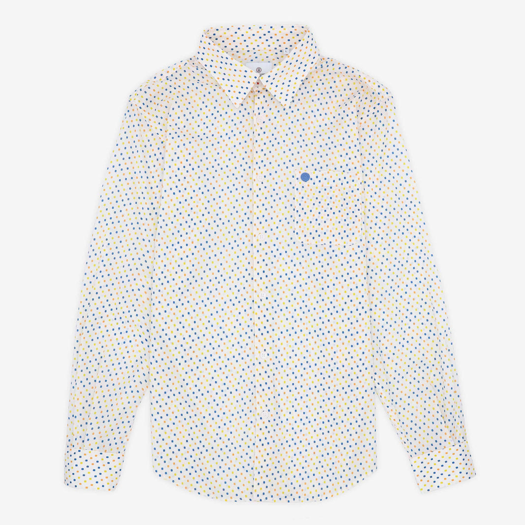 Camicia a maniche lunghe in cotone stampato multicolore