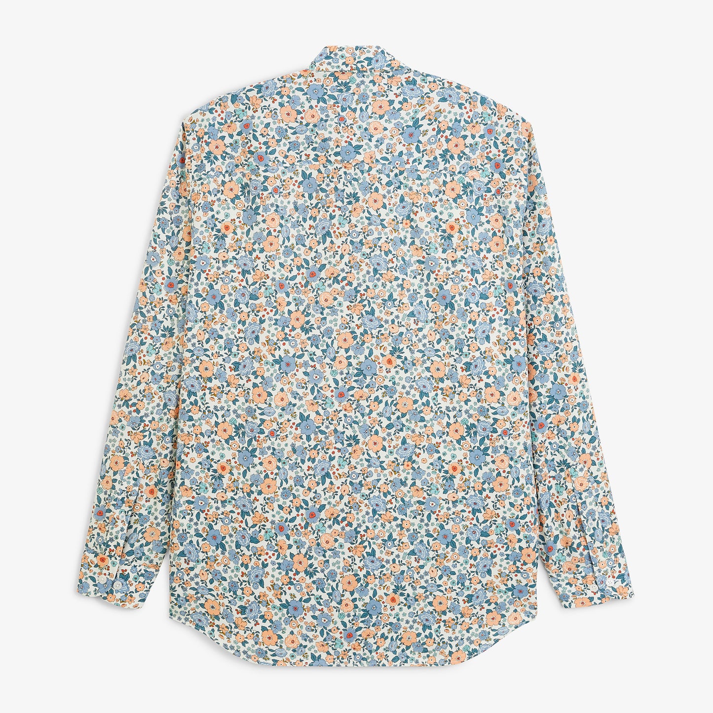Chemise manches longues coton imprimé fleurs bleu brise