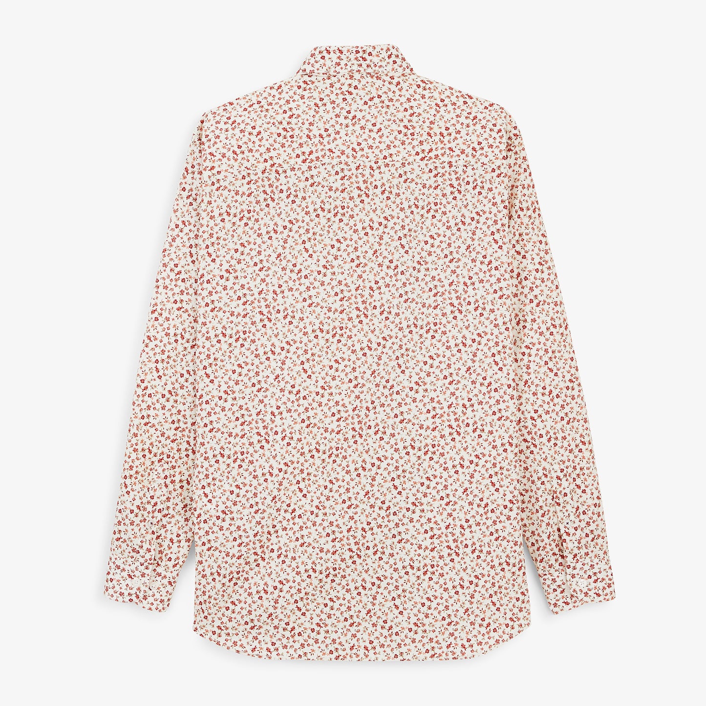 Chemise manches longues coton imprimé petites fleurs rouge cerise