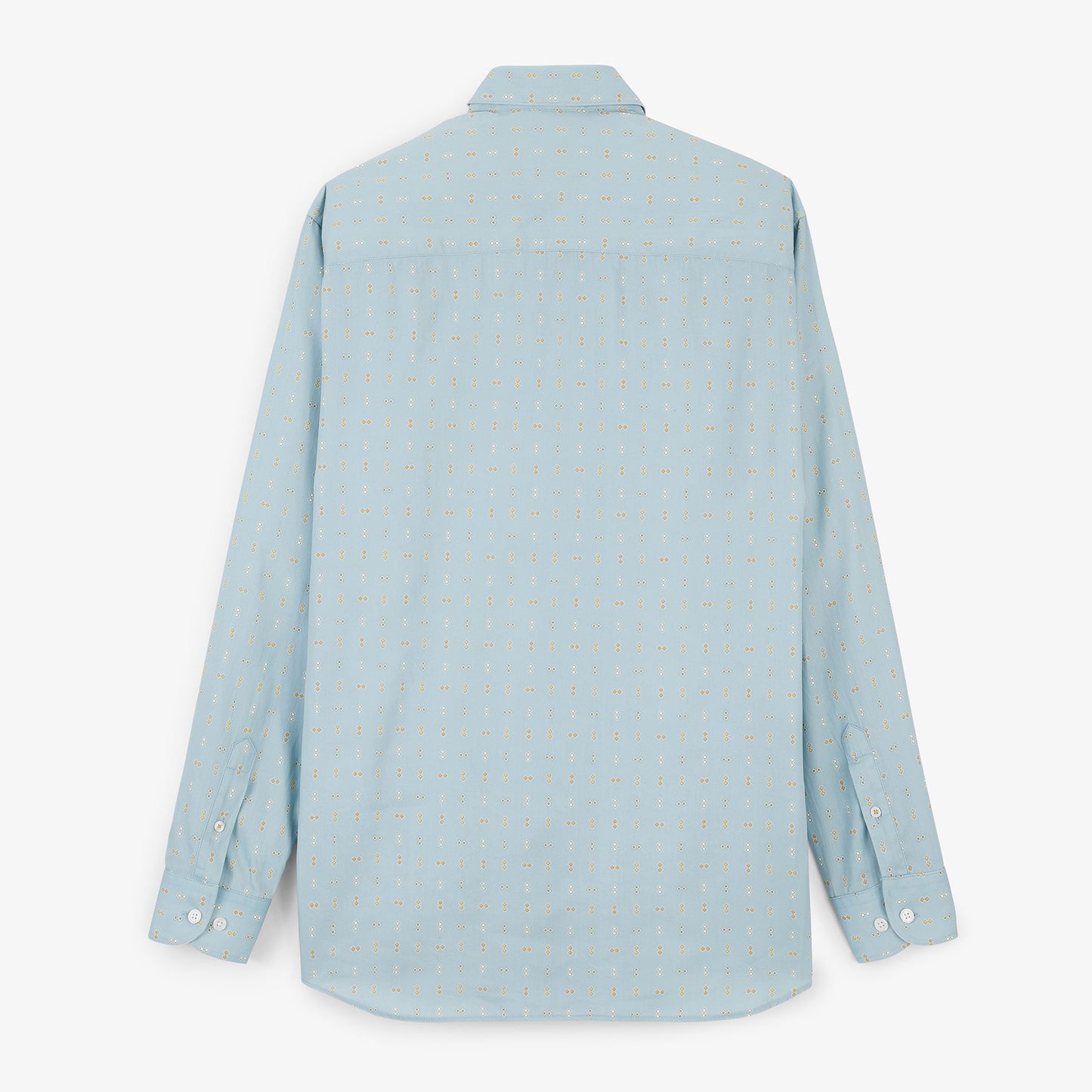 Chemise manches longues coton imprimé losanges bleu brise