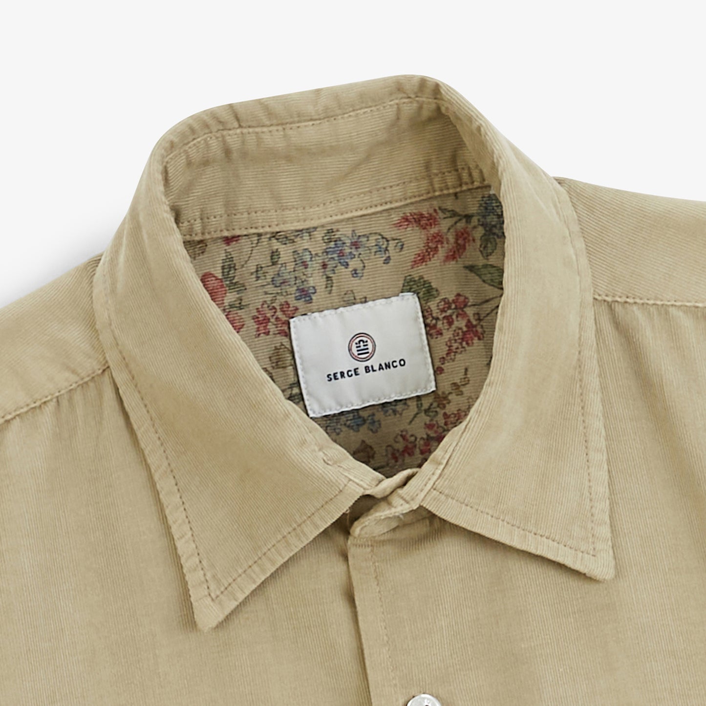 Chemise manches longues velours côtelé beige travertin
