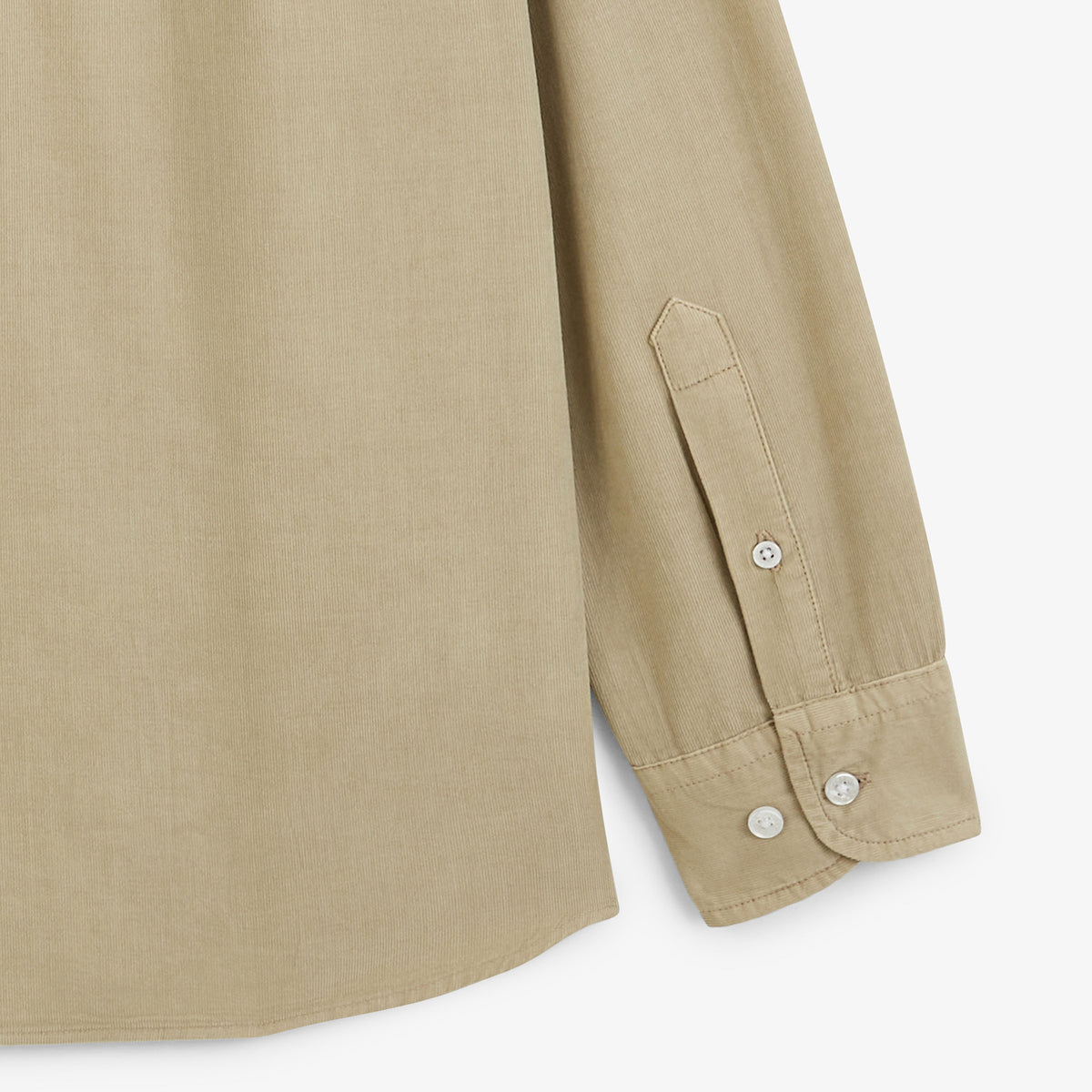 Chemise manches longues velours côtelé beige travertin