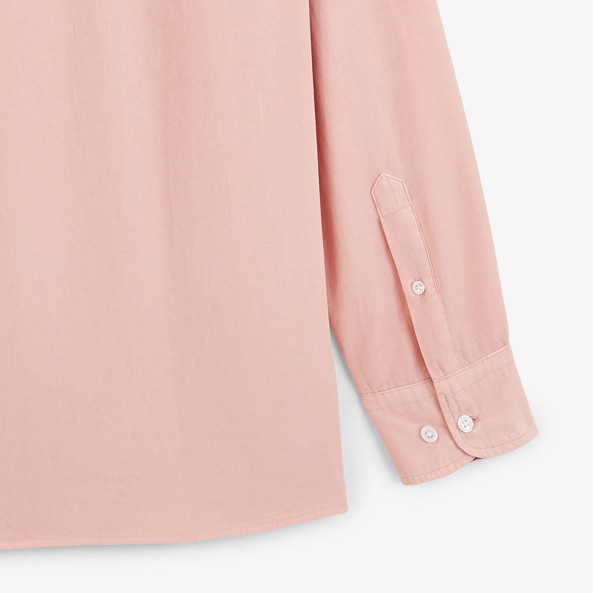 Chemise manches longues velours côtelé rose pivoine