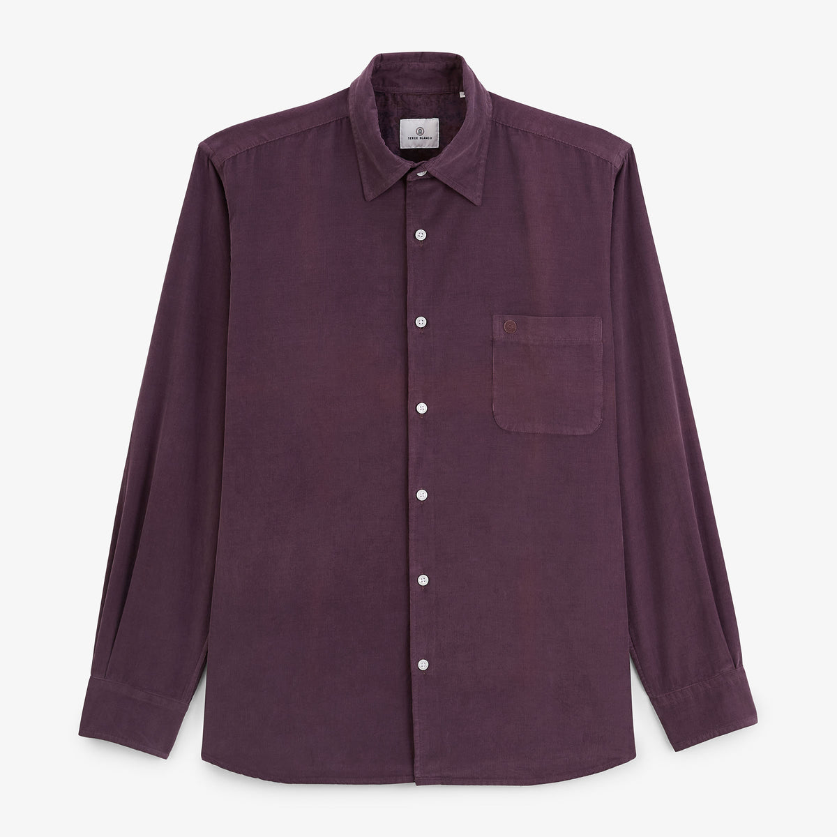 Chemise manches longues velours côtelé rouge vigne