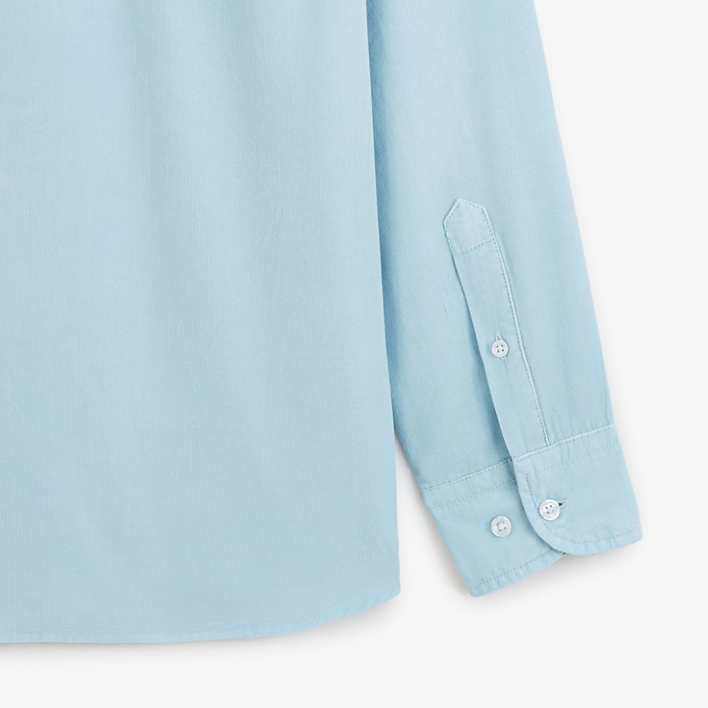 Chemise manches longues velours côtelé bleu brise