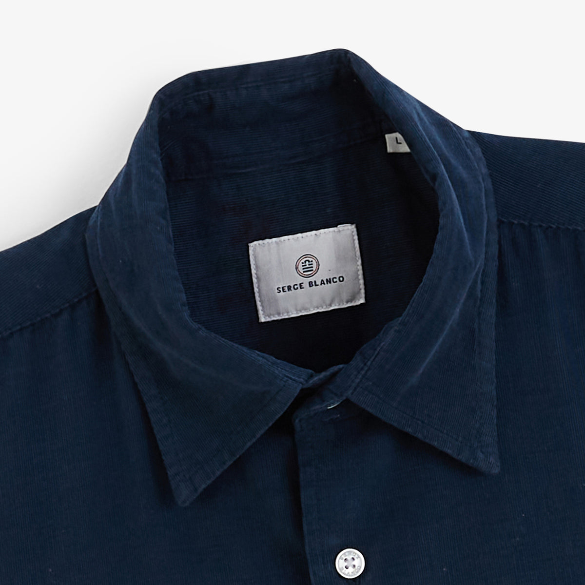 Chemise manches longues velours côtelé bleu marine