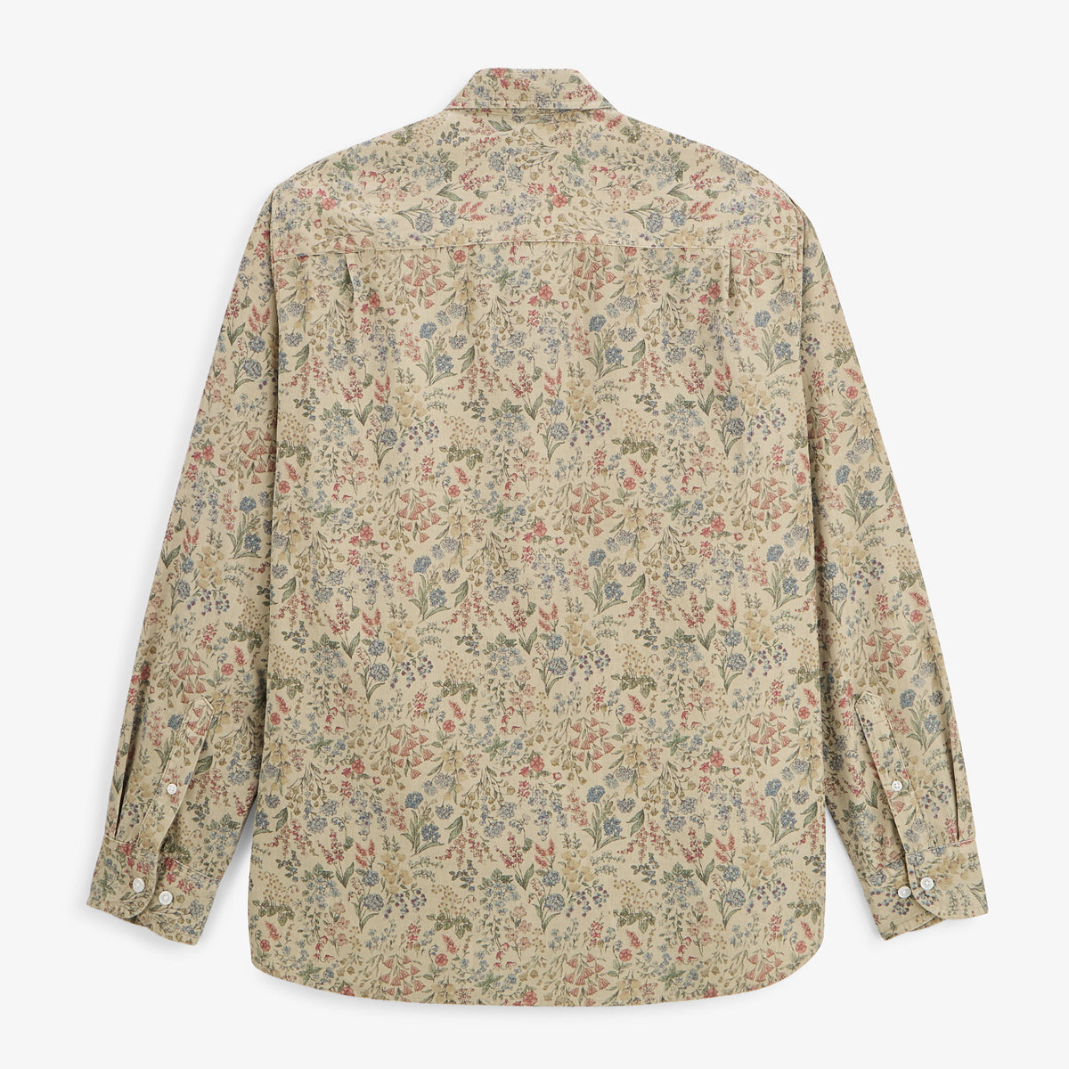 Chemise manches longues velours côtelé floral beige