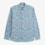 Chemise manches longues velours côtelé floral bleu