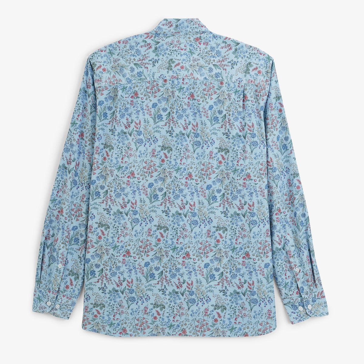 Chemise manches longues velours côtelé floral bleu