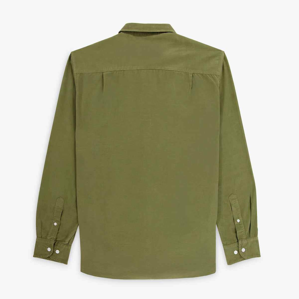 Chemise Charles en velours milleraies vert thym à broderie SP Section Paloise