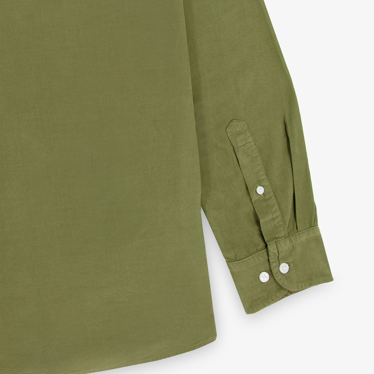 Chemise Charles en velours milleraies vert thym à broderie SP Section Paloise