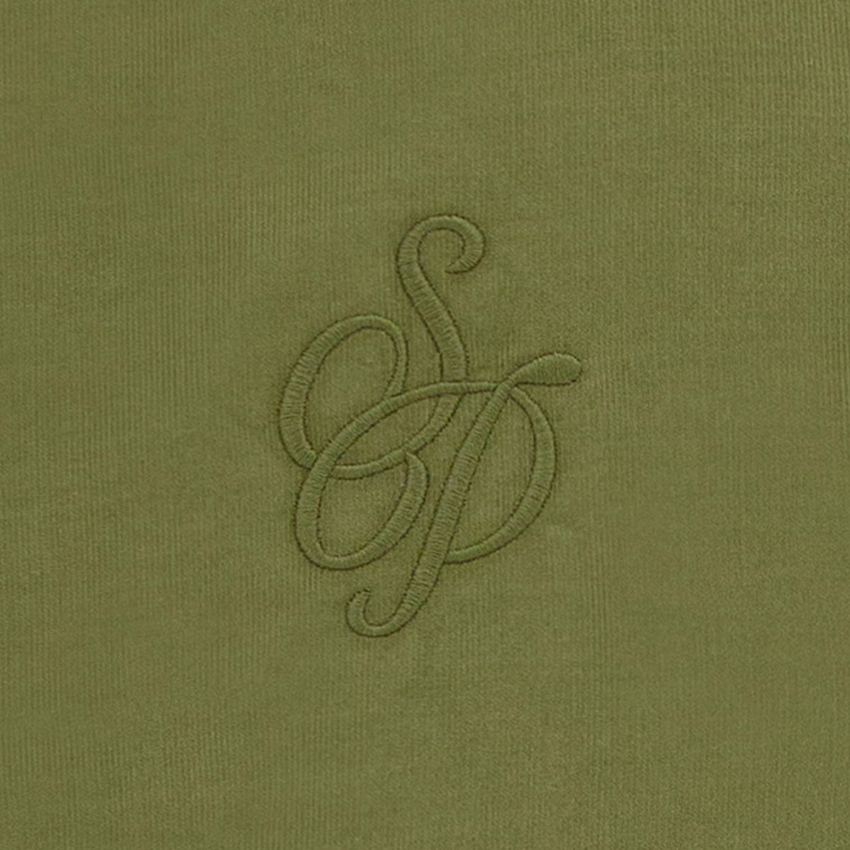 Chemise Charles en velours milleraies vert thym à broderie SP Section Paloise