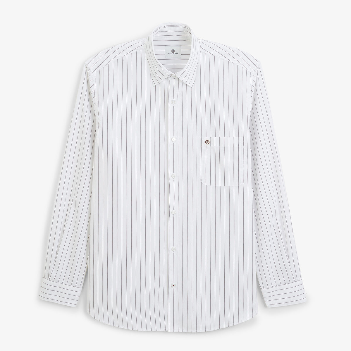 Chemise manches longues coton rayures tennis blanche