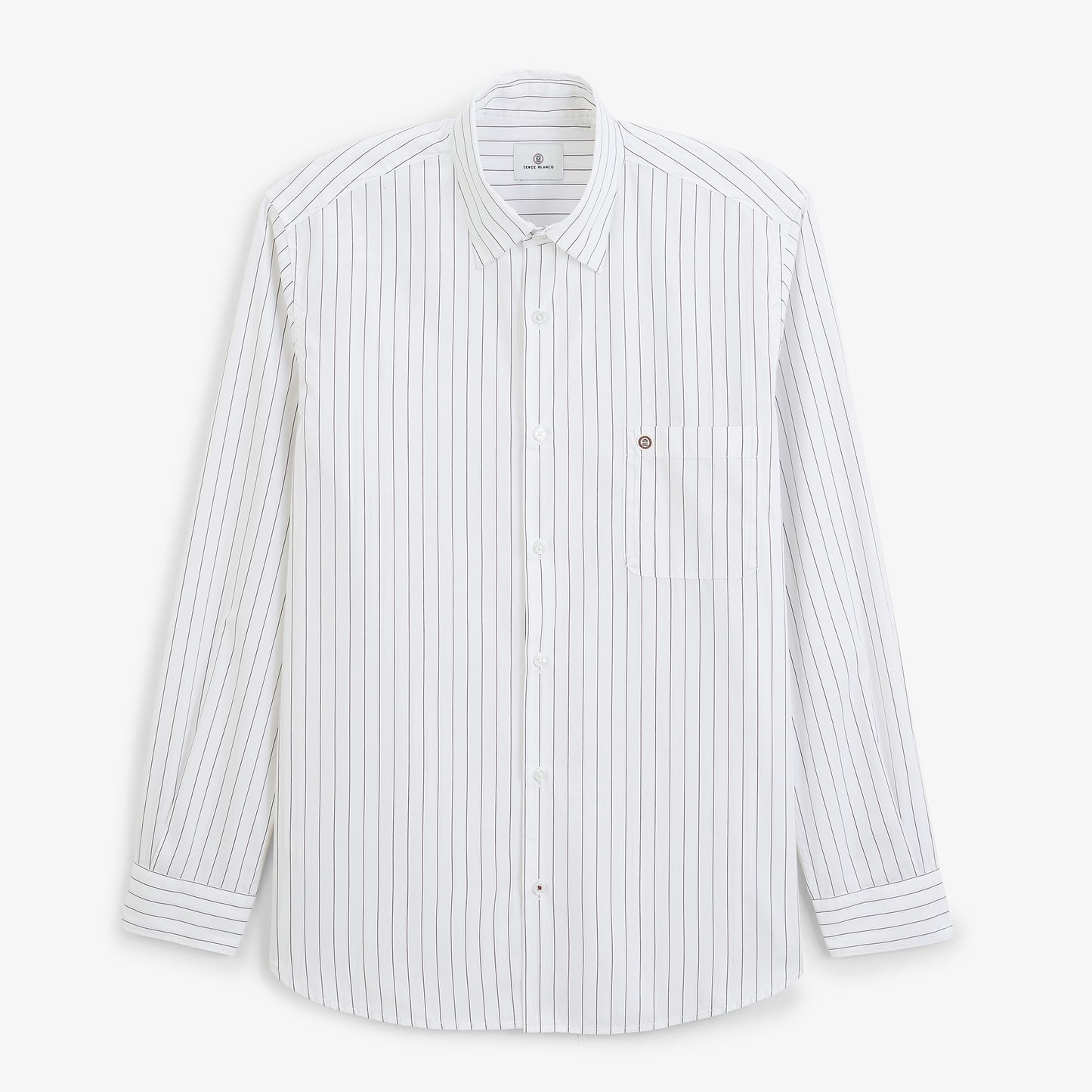 Chemise manches longues coton rayures tennis blanche