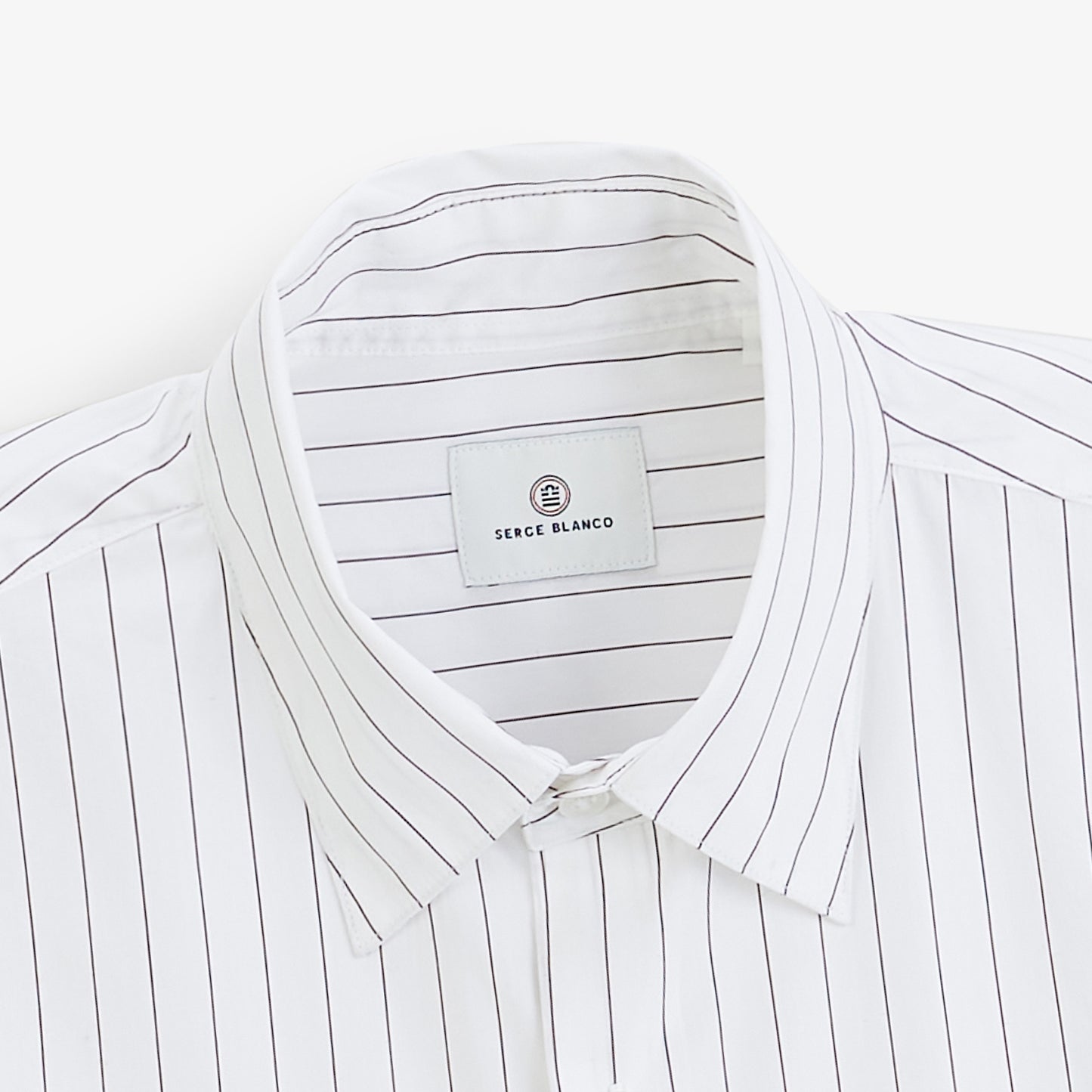 Chemise manches longues coton rayures tennis blanche