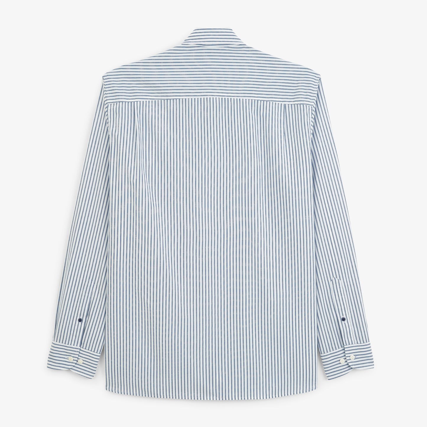 Chemise manches longues rayée en coton bleu