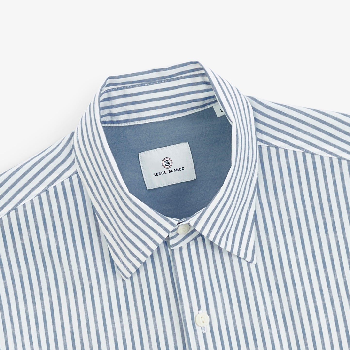 Chemise manches longues rayée en coton bleu